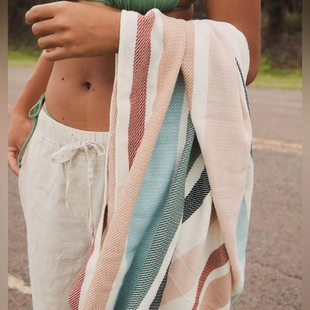 NEW Slowtide Striped Multicolor Turkish Beach Towel